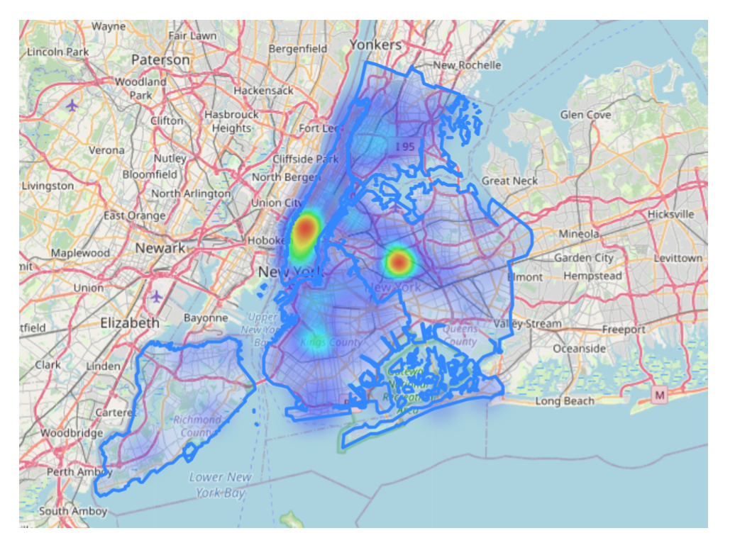 Heatmap of parking violation data in NYC